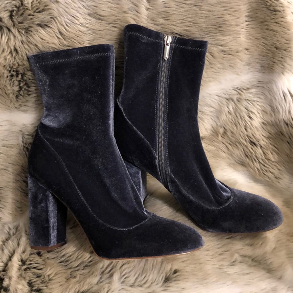 Sam Edelman Blue Velvet Calexa Sock Ankle Boots